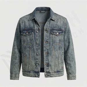 Custom Casual Denim <b>Trucker</b> <b>Jacket</b> for <b>Men</b> Big & Tall Sizes 100% Cotton Shell Front Logo Option Breathable Winter <b>Jacket</b> - Product Image 1