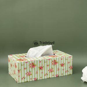 Boîte à mouchoirs décorative de style carré en bois émaillé imprimé, écologique, de Tradebyd, pour la décoration de table - Product Image 4