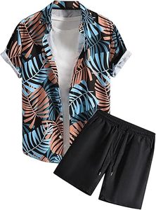 Ensemble deux pièces de luxe rayé pour homme, chemise à manches courtes et short, tendance printemps-été, vente en gros - Product Image 3