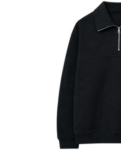Manufacturer Customized <b>Mens</b> Quarter Zip Sweatshirt Solid Black Soft <b>Knit</b> High Collar Winter Casual Pullover OEM Custom - Product Image 3