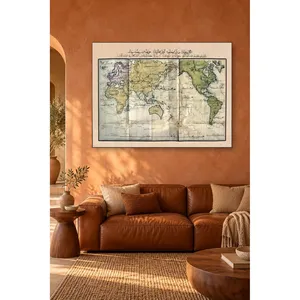 Mapa del mundo antiguo de Fida con letras turcas otomanas, impresión en lienzo - Product Image 4