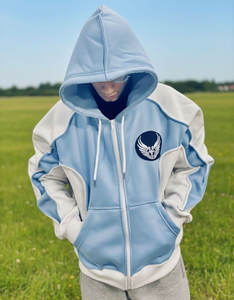 Sweat à capuche personnalisé en molleton épais 320GSM avec fermeture éclair et effet délavé pour homme - Product Image 1