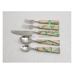 Juego de cubiertos de acero inoxidable con mango de resina, precio al por mayor, juego de cubiertos pulidos con espejo, juego de cubiertos de cocina, vajilla - Product Image 2