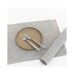 Napperon carré en coton GOTS gris minimaliste, certifié, lavable, tissé, pour mariage, usage domestique, uni teint - Product Image 1