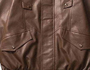 Chaquetas de cuero informales para hombre Chaqueta de cuero genuino 100% Chaquetas de moda de cuero marrón desgastado - Product Image 4