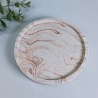 Plateau décoratif rond en jesmonite beige, sous-verre marbré, plateau pour bijoux, bougies, rangement multifonctionnel pour la décoration de la maison, table