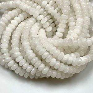 Cuentas de piedras preciosas de cuarzo blanco Natural, collar de cuentas con forma de Rondelle suave, cuentas de piedras preciosas naturales de alta calidad para la fabricación de joyas - Product Image 1