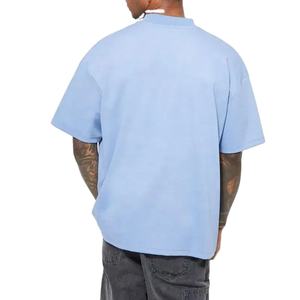 Camiseta de Hombre de Manga Corta, 100% Algodón, 270g, Marca de Moda, Diseño Sólido con Cuello en Contraste, Corte Holgado, Tejido Vintage - Product Image 4