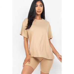 Tenues d'été personnalisées T-shirt et short pour femmes 100% coton du Pakistan Ensemble d'été 2 pièces pour femmes - Product Image 3
