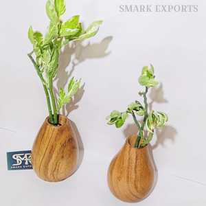 Vase à fleurs en bois naturel fait à la main, durable, pot décoratif pour arrangements floraux artificiels, verdure d'intérieur, jardin élégant - Product Image 6