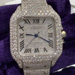 Reloj de Diamantes Completamente Engastado en Oferta, Acero Inoxidable, Cristal de Moissanita VVS1, Esfera Cuadrada, Joyería de Lujo, Regalo - Product Image 3