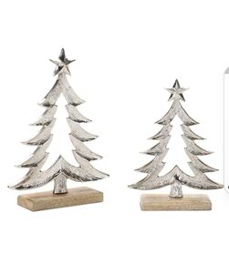 Centro de mesa festivo para Navidad con árboles de madera y metal ideal para casas de campo o de estilo rústico - Product Image 4