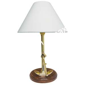 Lampe de télégraphe en laiton dans l'article nautique nouveauté en gros lampe de bureau et de table Base en bois affichage blanc tissu abat-jour lampes Hotsale - Product Image 3