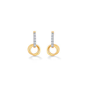Pendientes colgantes Orbito de oro amarillo con diamantes - Product Image 2