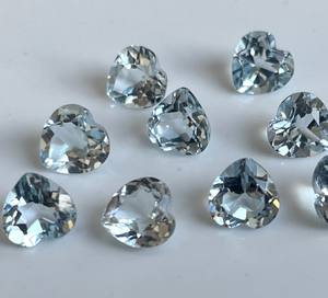 Topaze bleue ciel naturelle 8mm coupe coeur à facettes lâche topaze bleu ciel coeur excellente qualité - Product Image 1