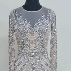 Aline Body Shape Vestido de noche con cuentas de lentejuelas Vestido de baile largo de manga larga para fiestas Vestido de cóctel Vestido de lujo Elegante - Product Image 1