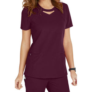 Uniformes hospitaliers respirants personnalisés de haute qualité gommages médicaux à fermeture éclair pour femmes gommages d'allaitement à manches courtes avec logo personnalisé - Product Image 6