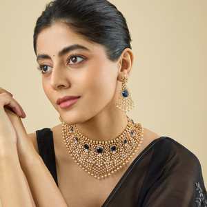 Zircon <b>Necklace</b> 178625 Vintage Style 18K Gold and Rhodium Plated Alloy with Pearl and Diamond for Wedding Party or Gift - Product Image 1