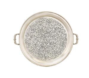 Plateau rond de haute qualité en laiton métallique de qualité supérieure conception complexe utiliser plateau de service pour les centres de table au meilleur taux - Product Image 1