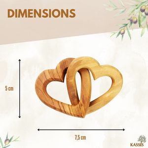 Personalized Olive Wood Connected Hearts Keychain 5 cm Custom Engraved <b>Couple</b> Key <b>Ring</b> Handmade in Bethlehem - Product Image 3