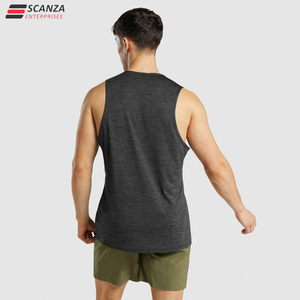 Camiseta sin mangas de gimnasio de fibra de bambú y algodón personalizada del fabricante para hombre, estampado informal, musculación, sisas, culturismo, bordado de punto - Product Image 2
