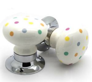 Blanc Polka Pointillé Vintage Belle Mortice Serrure Céramique Nickel Peint Boutons De Porte Poignée [MLH 108] - Product Image 1