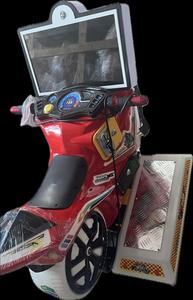 FEZA Moto Électrique Rouge de Course, Machine de Jeu d'Arcade à Monnayeur, Matériau Acrylique, Batterie Rechargeable pour Parc d'Attractions - Product Image 1
