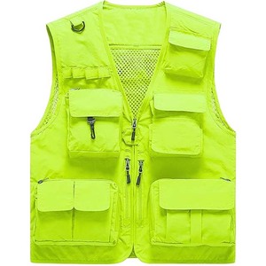 Transpirable Hombres Casual Ligero Pesca al aire libre Trabajo Safari Viaje Foto Cargo Chaleco Chaqueta Multi bolsillos - Product Image 1