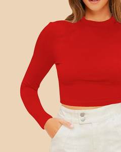 Top corto ligero de moda para mujer, venta al por mayor, camisetas atléticas ajustadas para mujer, camisetas cortas bonitas de algodón Premium para mujer - Product Image 4