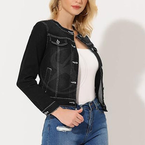 Vestes Jeans pour Femmes Conception Personnalisée Vestes Jeans pour Femmes quantité minimale de commande Bas Vestes Jeans pour Femmes Respirant - Product Image 4
