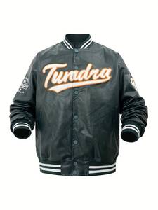 Best Selling Men's Winter Casual Letterman Varsity Jacket 100% Genuine <b>Cow</b> Skin Stand Custom Chenille Embroidery Plus Size - Product Image 6