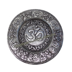 Quemador de incienso con grabado Om, plato de aluminio y Metal para decoración del hogar - Product Image 1