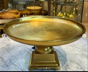 Gold Metal Serving Trays Bowls And Dishes With Floral Pattern And <b>Tier</b> <b>Stand</b> Made of Stainless Steel And Brass India - Product Image 6