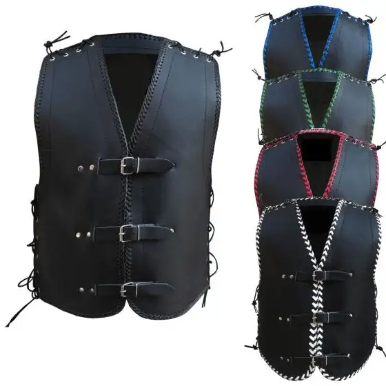 Latest Design Your Own Manufacturer Custom Logo Wholesale High Quality Best Price Leather Vests Biker Vests Cowboy Fashion Vest