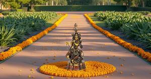 Estatua de Lord Krishna de latón hecha a mano de 22 pulgadas, escultura de ídolo Murli Manohar para regalo de boda y decoración del hogar - Product Image 4