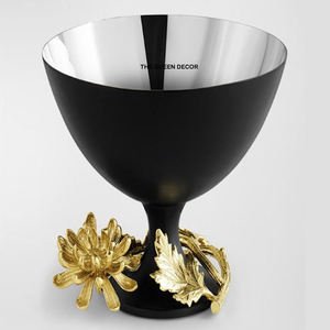 Use Decorative Nuts <b>Bowl</b> with Horn Handle Metal Shiny Polished Hammered Point Round Shape Gift <b>Bowl</b> - Product Image 2