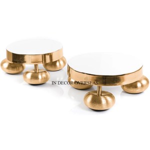 Bandeja para servir de forma redonda con textura martillada pulida brillante plateada de acero inoxidable con apariencia atractiva Suministro de soporte de base de diseñador - Product Image 4