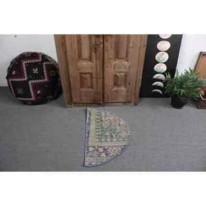 Alfombra de 2.4x1.4 pies, Alfombra Turca Vintage, Alfombra de Lana Azul - Product Image 2