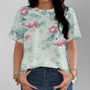 Papillon motif T-Shirt pour femmes fleur insectes 3D imprimé t-shirts été hauts amples manches courtes personnalité o-cou t-shirts - Product Image 6