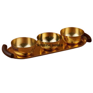 Juego de tres cuencos de chocolate con acabado dorado mate Última nueva colección Cuenco de chocolate hecho a mano decorativo para boda - Product Image 5