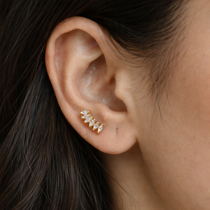 Crystal <b>Earrings</b>-<b>Climber</b> Diamond Studs - Product Image 2