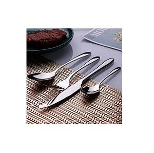 Cubiertos modernos de plata de lujo, juego de cubiertos pulido con espejo de acero inoxidable, seguro y saludable para uso diario - Product Image 1