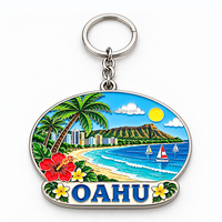 ODM Pulau Oahu Hawaii Pearl Harbor Memorial Souvenir Hadiah Turis Cetak UV Paduan Seng Enamel Lunak Gantungan Kunci Hibiscus