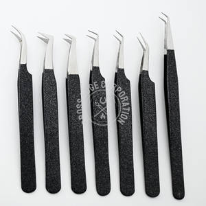 Pinzas de Acero Inoxidable con Punta de Fibra para Extensión de Pestañas, Volumen X Fino, Herramienta de Aislamiento de Pestañas Puntiagudas de 45 Grados al por Mayor - Product Image 1