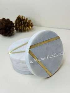 Venta al por mayor de calidad de mármol de latón posavasos mejor precio hogar cocina piedra artesanía para té y café calidad pintada técnica - Product Image 2