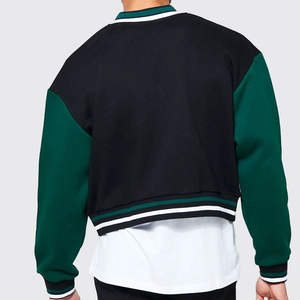 Chaquetas de bombardero de béisbol de invierno de lona personalizadas para hombres, venta al por mayor, chaquetas con letras de algodón para deportes universitarios, bordado frontal - Product Image 2