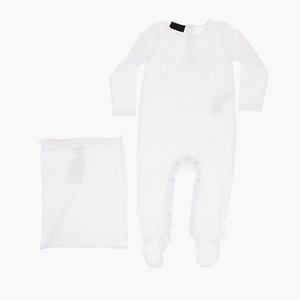 ชุดหมีแขนยาวพิมพ์ลายสำหรับเด็กชุดของขวัญตามความต้องการพิมพ์โลโก้แขนยาวกระดุมปิดด้านหลังสีขาว - Product Image 1