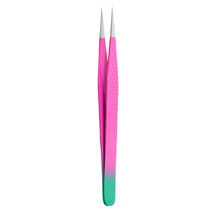 Pink <b>Paper</b> Coated Handle Eyelash Tweezers Pointed Tip Metal Steel Pedicure Eye Lash Tweezers For Women's And Men's - Product Image 5