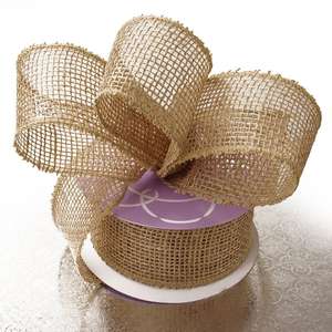 Natural Jute Linen Polyester Floral Mesh Burlap <b>Wired</b> <b>Ribbon</b> Roll Christmas Decoration and Gift Wrapping Spool - Product Image 4