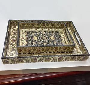 Juego Premium de 2 bandejas Meena de estilo real diseñadas para servir aperitivos, decoración del hogar, bodas, fiestas y fines de regalo - Product Image 1